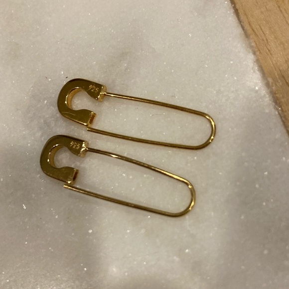 Gold plated paper clip earrings, 925 - Picture 3 of 5